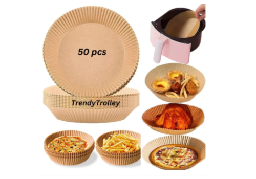 Air Fryer Disposable Paper Liner Round Non Stick Air Fryer Liners 50 Psc Disposable Oil Proof & Water Proof
