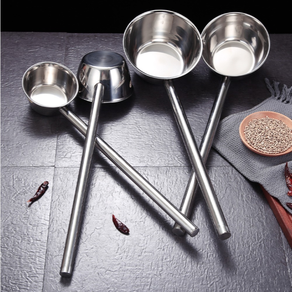 Hot Sale 304 Food Grade Stainless Steel Ladle Multifunctional Can Be Used with Electric Furnace Long Handle Spoon Water Ladle Canteen