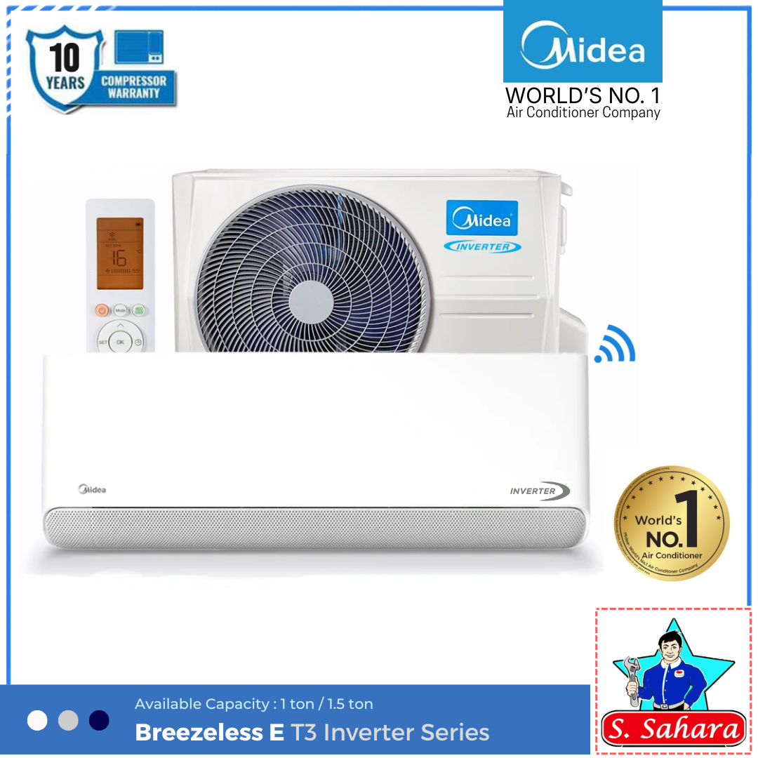 Midea BreezeleSS E series 1 ton T3 Inverter Wall Mounted Air Conditioner (AI Energy-saving)