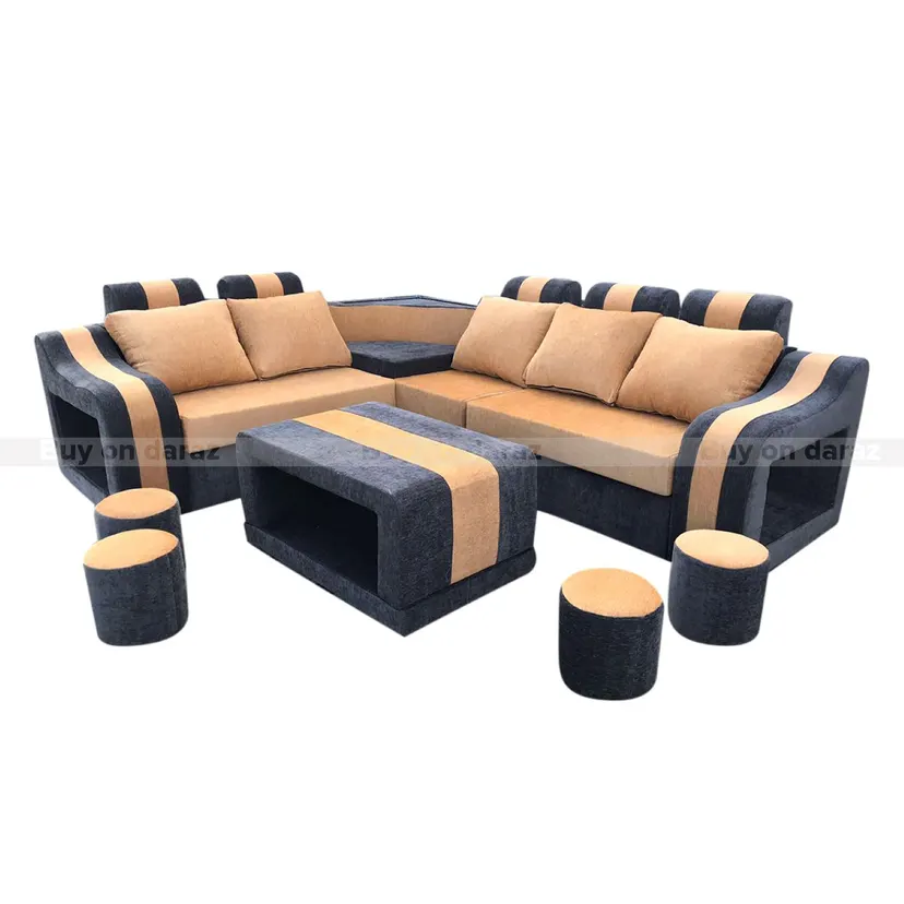 Sofa Set Luxurious Modern Brown And Blue