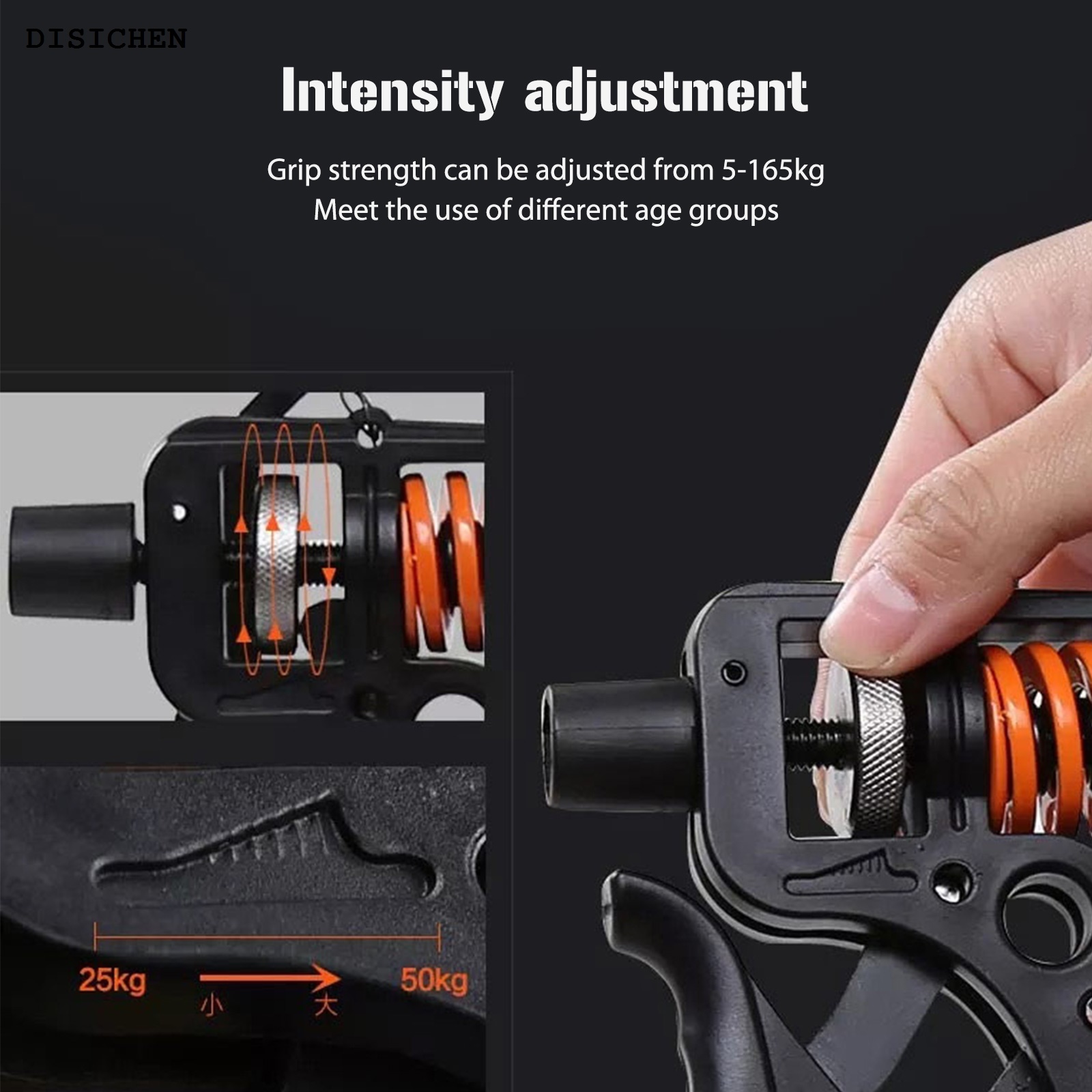 DISICHEN Luxury 5-165kg Finger Expander Hand Grip Training Adjustable Hand Grip Hand Trainer Grip Strengthener Wrist Strength Trainer Gym Device
