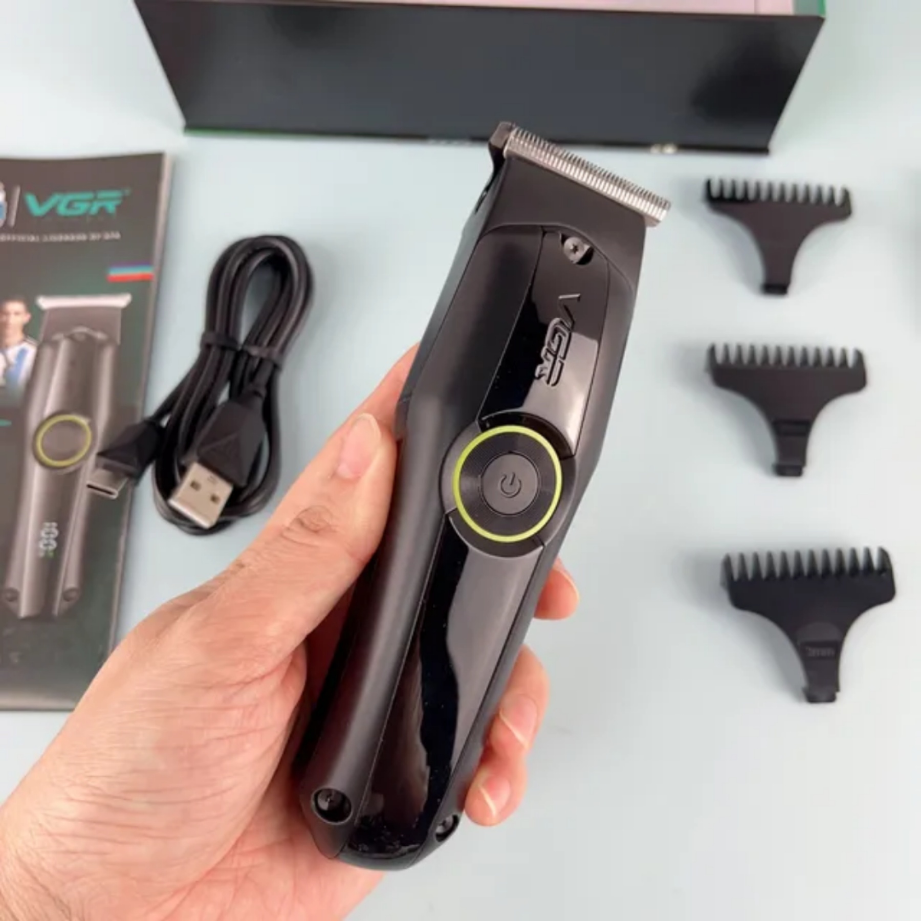 VGR V-905 Professional Hair Trimmer with Precision T-Blade, 120-Minute Runtime - Shophill