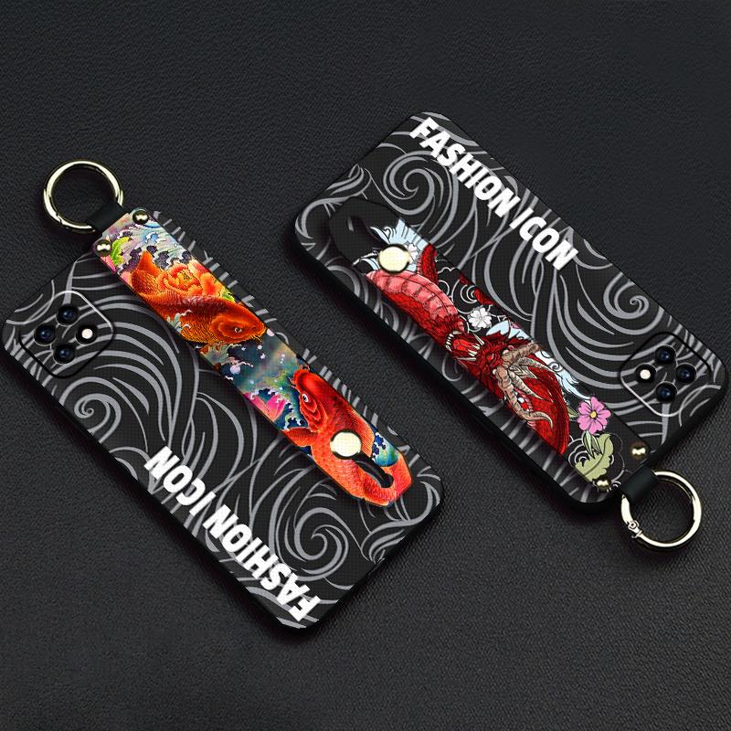 Kickstand Cute Phone Case For OPPO A72 5G/A73 2020 5G ring Wristband Cartoon Soft case Silicone Back Cover Lanyard