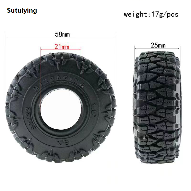 Sutuiying RED SPIDER 4PCS 1.0| Rubber Tyres Mud Terrain Wheel Tires for New 1/24 Axial SCX24, 1/18 TRX4M RC Micro Crawler Car Parts