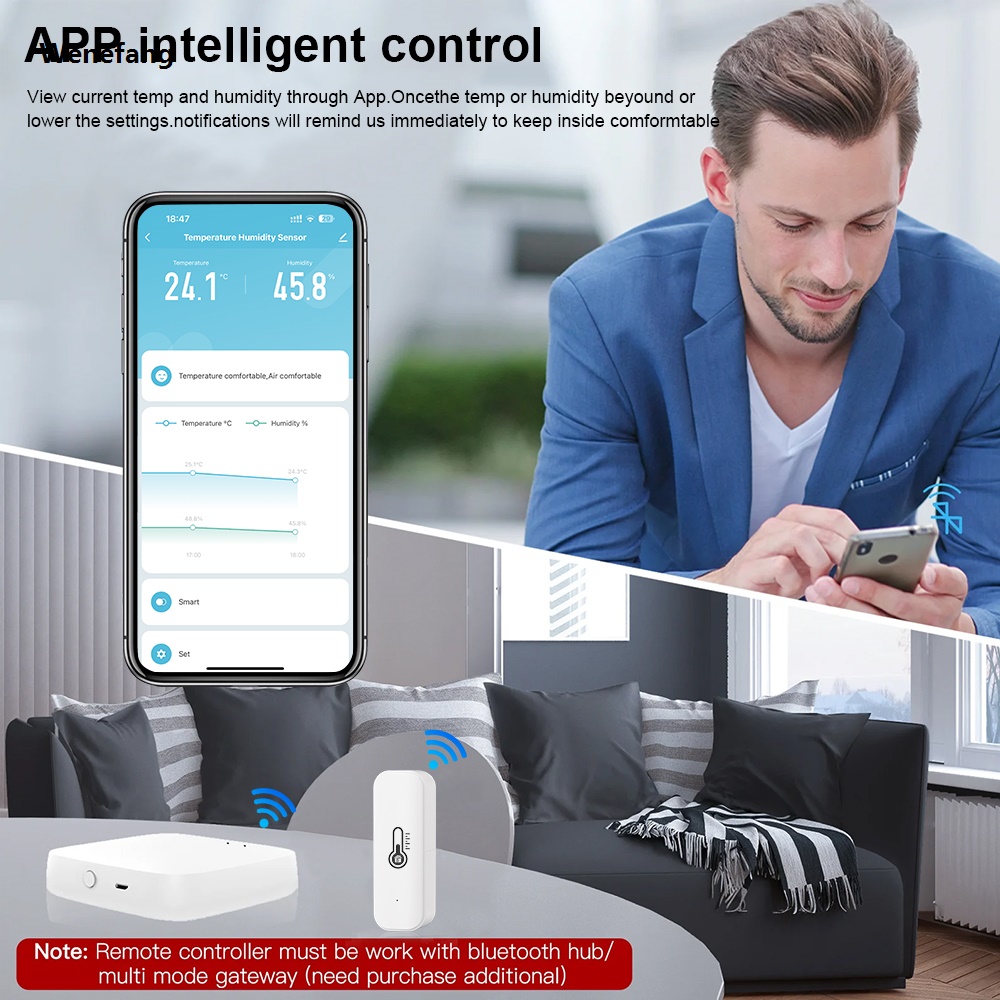 Wenefang Tuya Zigbee Temperature And Humidity Sensor APP Remote Monitor New For Smart Home Var SmartLife Work With Alexa Google