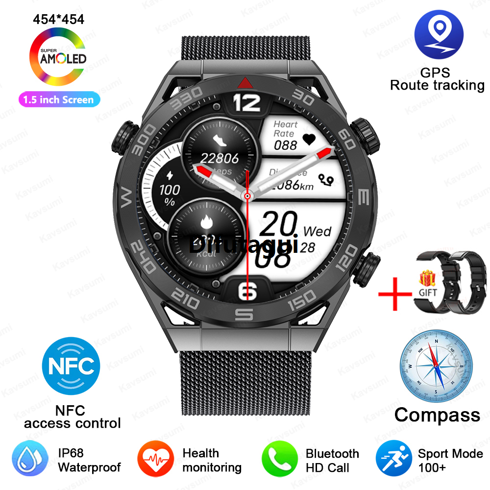 Difutagui Promotion DTNO.1 DT Ultra Mate Smart Watch Men Wristwatch Bluetooth Profesional Call NFC ECG 100+ Sports Mode Compass GPS Route Tracking