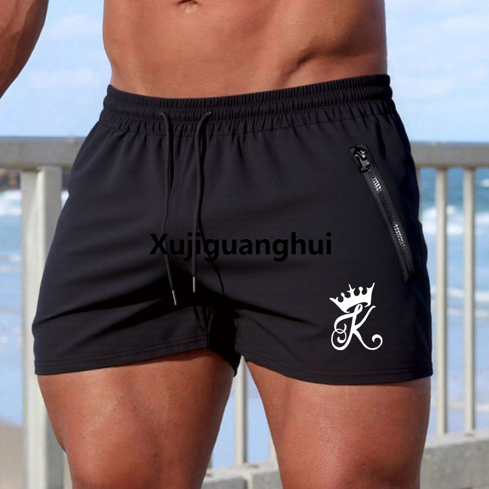 Xujiguanghui Men's King Print Swimming Trunks Summer Gyms Fitness Bodybuilding Men Beach Shorts Boxer Trunks Men Running Sport Sportwaer