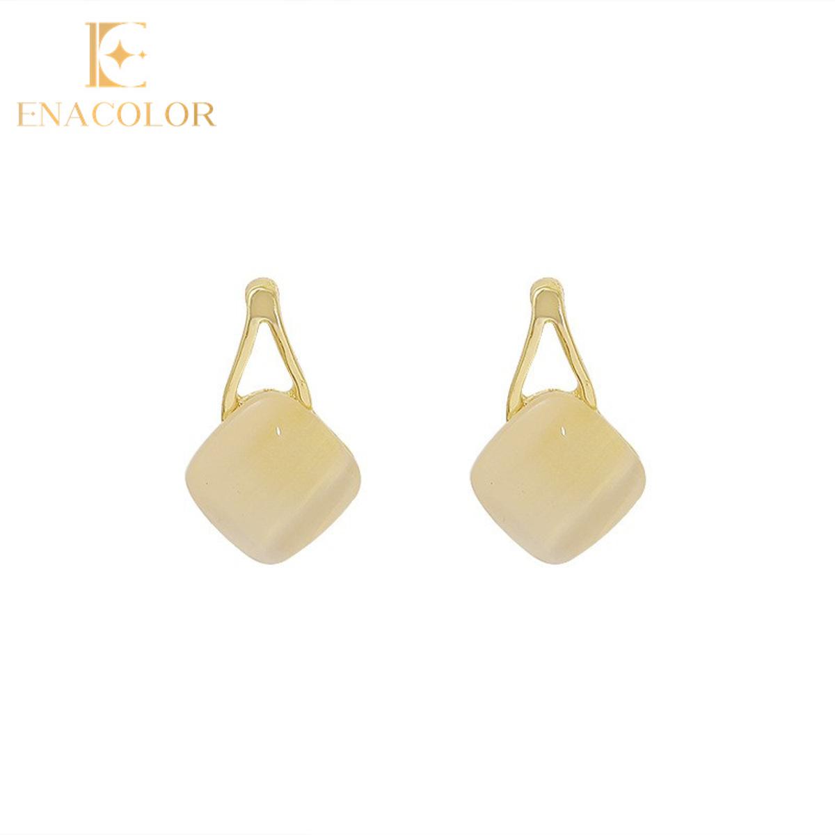 Korean Ins Opal Square Earrings Ins Girl New 2021 Fashion