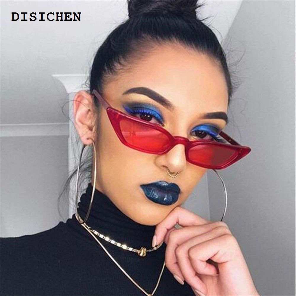 DISICHEN Fashion Vintage Cat Eye Sunglasses Woman Retro Shades Black Sun Glasses Female Fashion Small Frame Mirror Square Eyewear Oculos De Sol