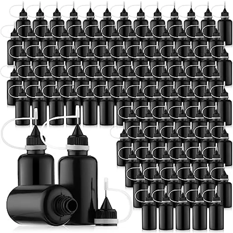 100 Piece 30 Ml/1 Oz Black Needle Tip Glue Bottle For Alcohol Ink DIY Craft Acrylic