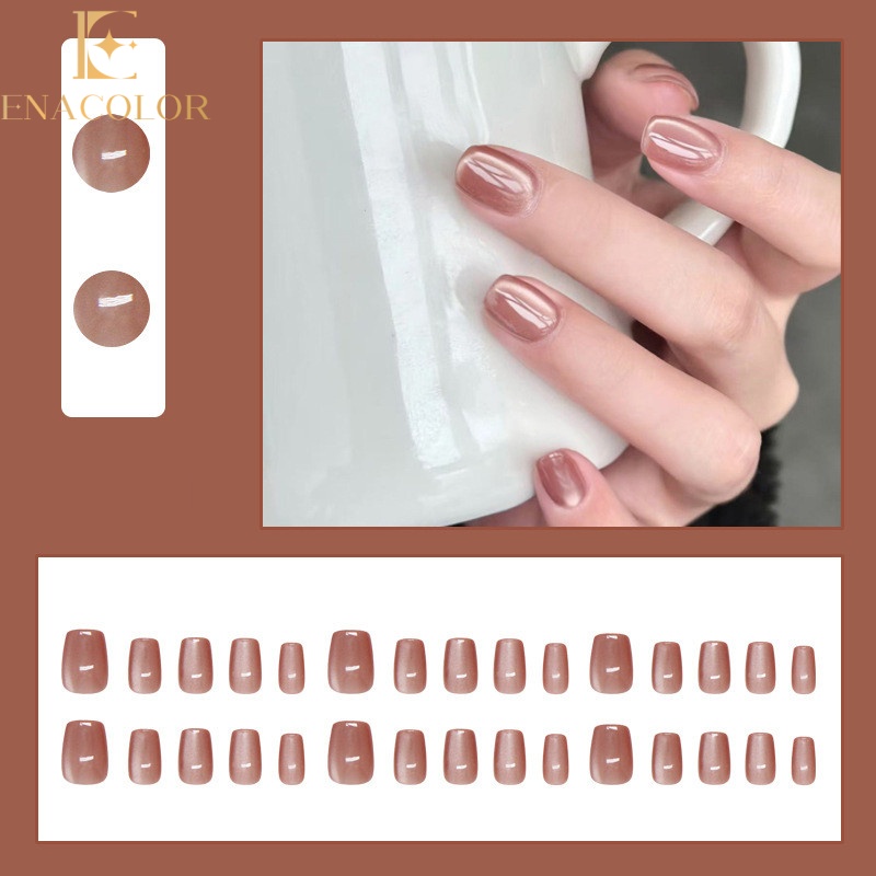 24Pcs Simple Red New Fake Nails with Glue DIY Art Design False Nails Wearable Nails Stylish Pattern Artificial Nails