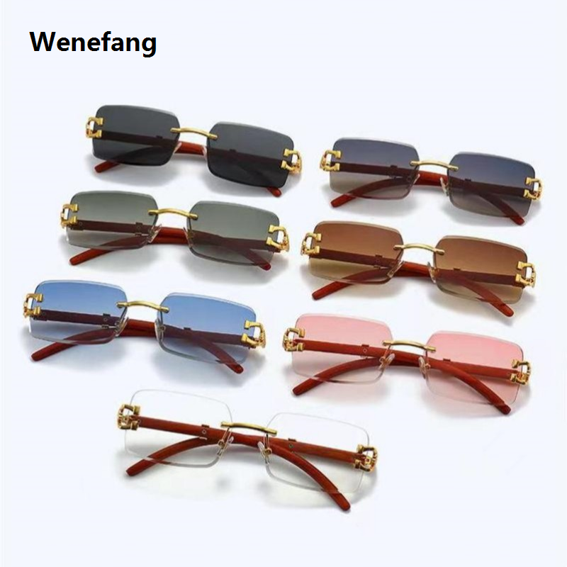 Wenefang 2023 New Men Luxury Brand Sunglasses Fashion Retro Square Rimless 【2025 Version】 Sunglasses Outdoor Travel Shades UV400 Goggles Rider Glass