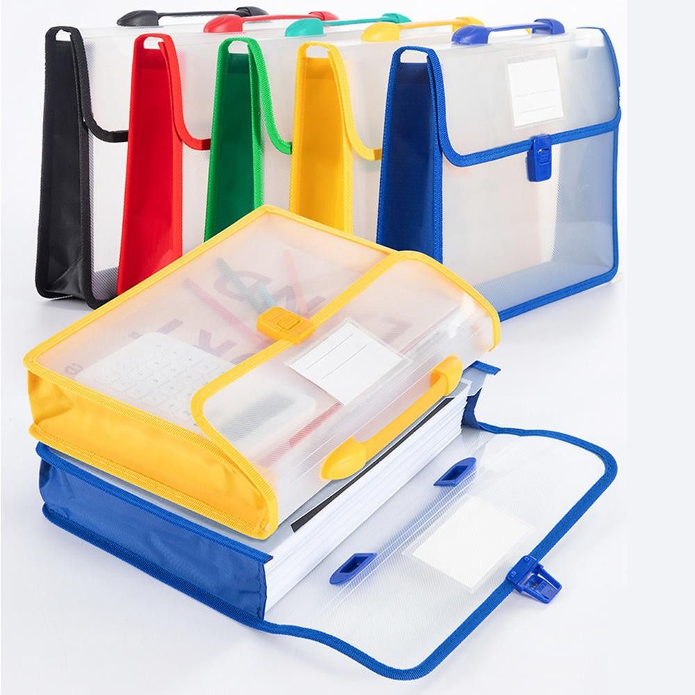 Large Capacity A4 File Folders Transparent Waterproof File Handbag Portable Briefcase School Office