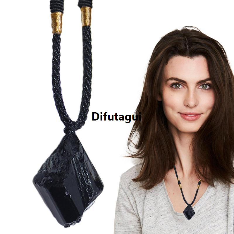 Difutagui 1pcs Black Obsidian Hexagram Crystal Lucky Amulet Love Natural 2025 New Quartzs Pendant Necklace Men Orgone Crystal Gems Jewelry