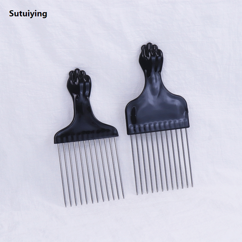 Sutuiying 1pc Combs Hair Salon Brushing Black Perm Combs Styling Steel 2025 Needle Combs Professional Men's Hairdressing Tools