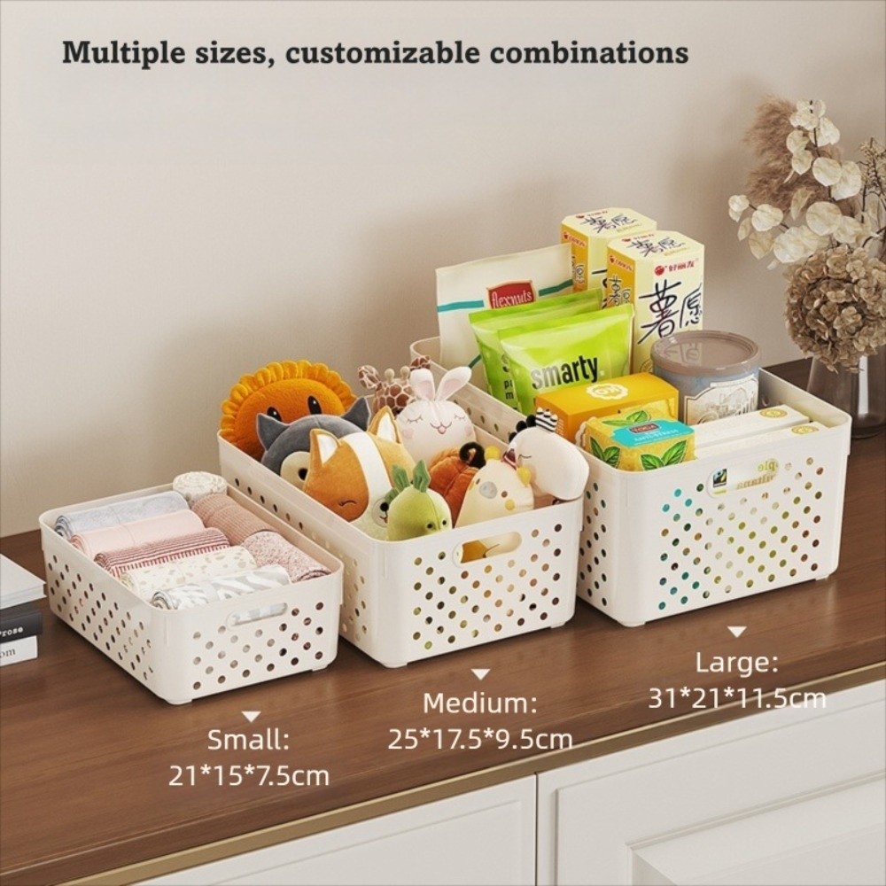 Durable Multifunctional Toy Storage Basket Stackable Plastic Snack Storage Basket Small/Medium/Large Fruit Cleaning Basket Home Organization