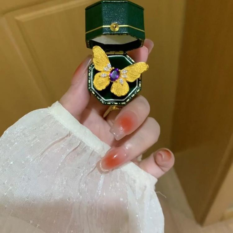 【Innovative designs】Zircon Butterfly Ring Exquisite Light Luxury Retro Ring Niche Elegant Bracelet for Women