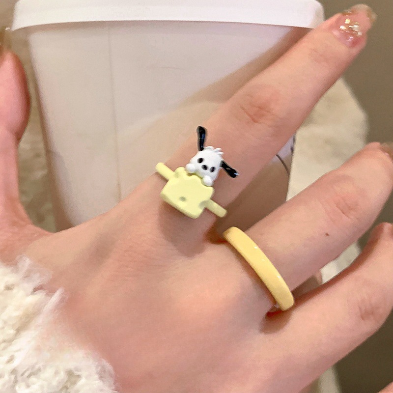 【Special offer】Super cute small animal ring female niche design foreign style food finger ring sweet simple acrylic suit ring