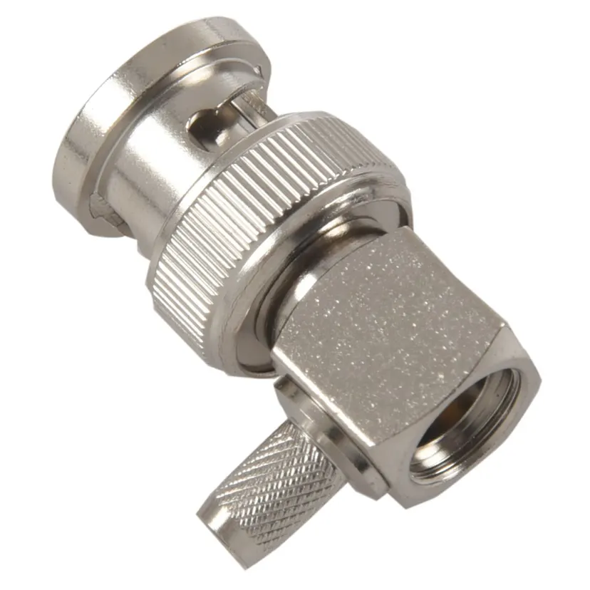OUMERY 3X BNC Male Plug Right Angle Crimp for RG58 RG400 RFC195 RF Coax Adapter Connector,Silver