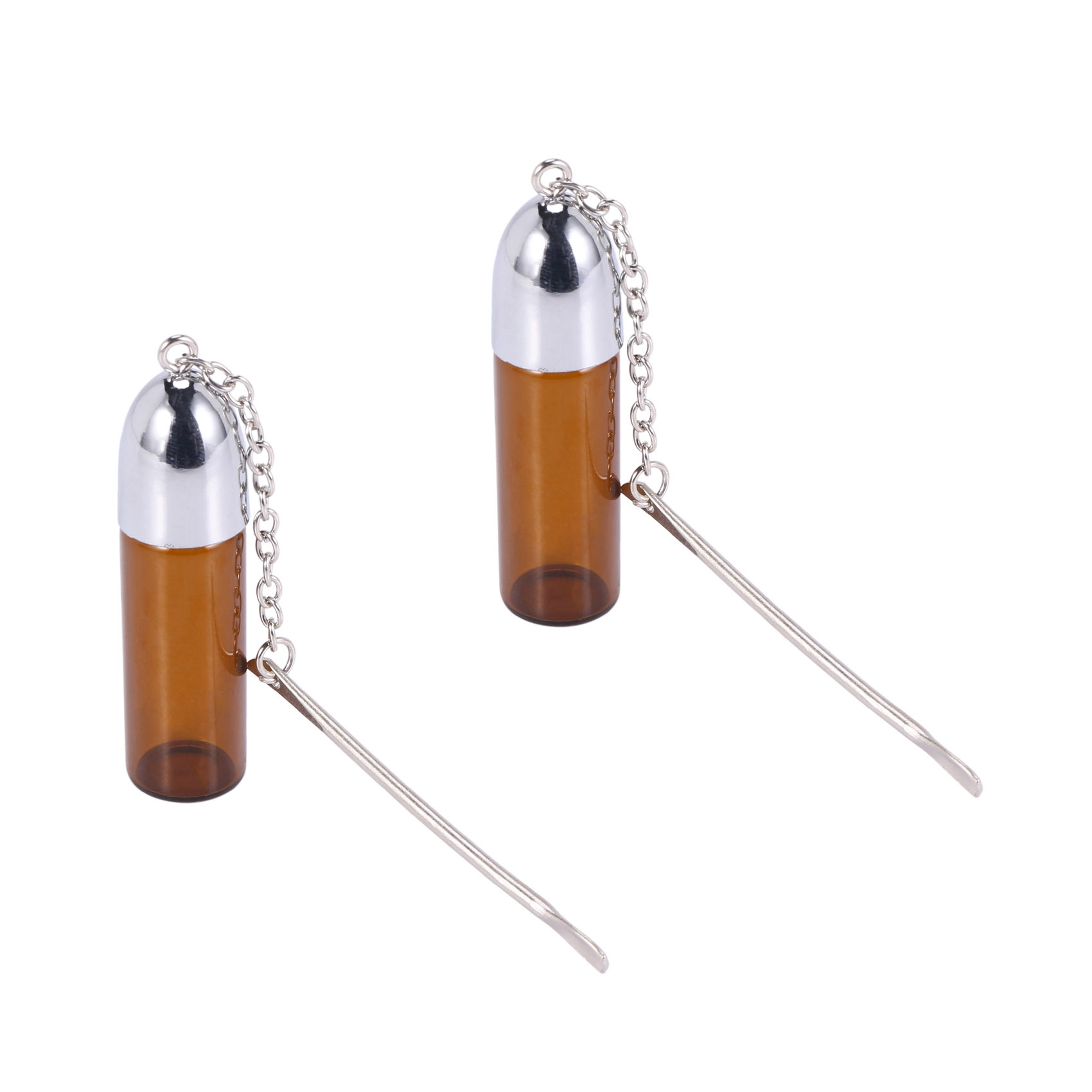 fasdaga 2X Glass Empty Snuff Bottle with Metal Spoon Screw Cap Container Sniffer New Random