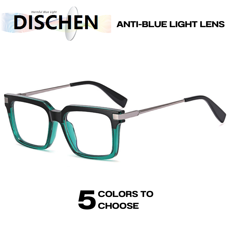 DISCHEN New Men Anti Blue Ray Glasses Square High Quality Eyeglasses Fashion Optical Glasses