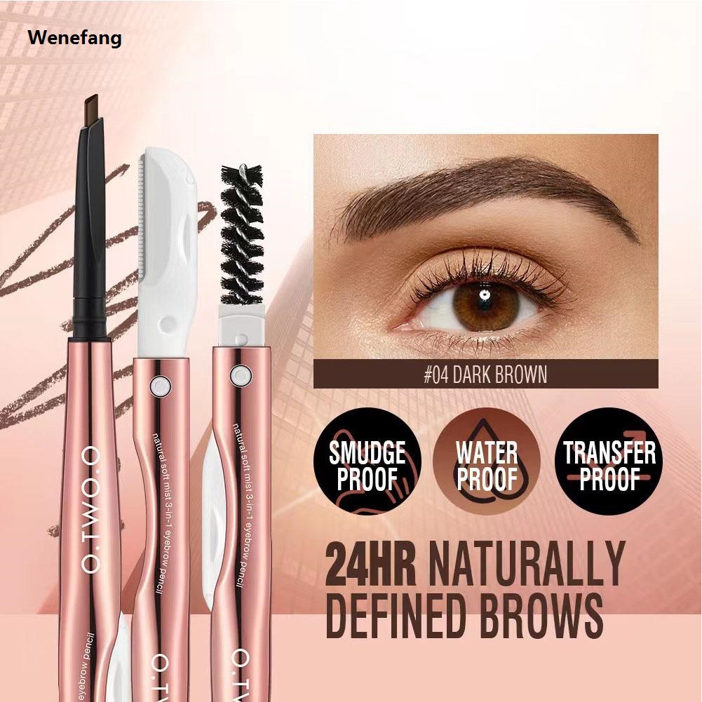 Wenefang 3 IN 1 Eyebrow Pencil Waterproof Universal Natural Head Brown Makeup Triangular With Eyebrow Ultra Brow Fine Eye Brush Trim J5J4