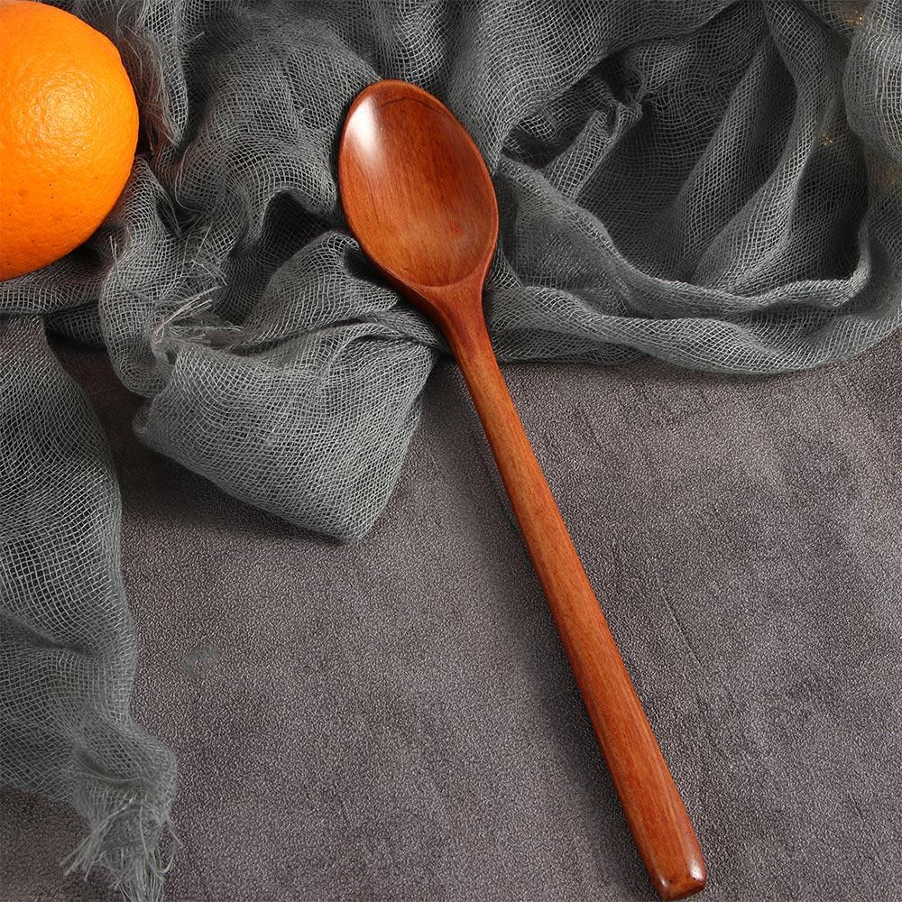 Mixing Tableware Round Long Handle Natural Wood Spoons Soup Spoon Cooking Supplies Kitchen Utensil