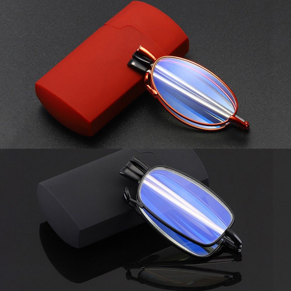 High-definition Ultra Light Resin Reading Glasses Metal Frame Anti-Blue Light Presbyopia Eyewear Telescopic Legs Folding Elderly Glasses Women Men