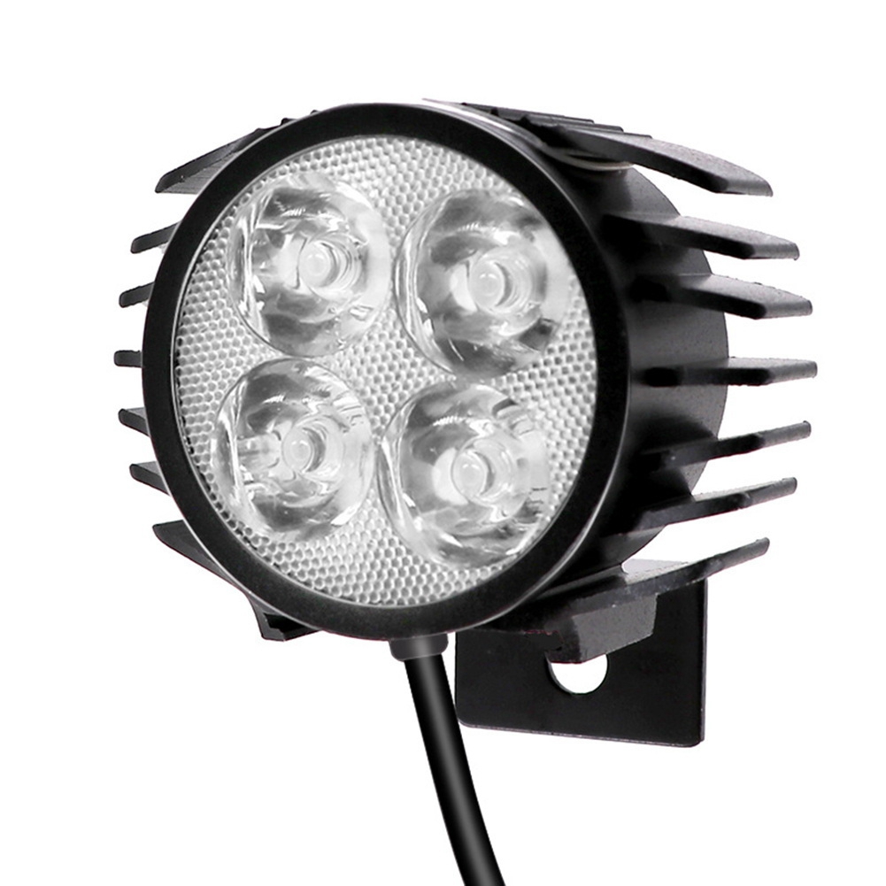 OYPFXMI 4 LED Electric Bicycle 2-In-1 Horn Headlight Folding Waterproof Bright Front Light Aluminum 12W Ebike Scooter