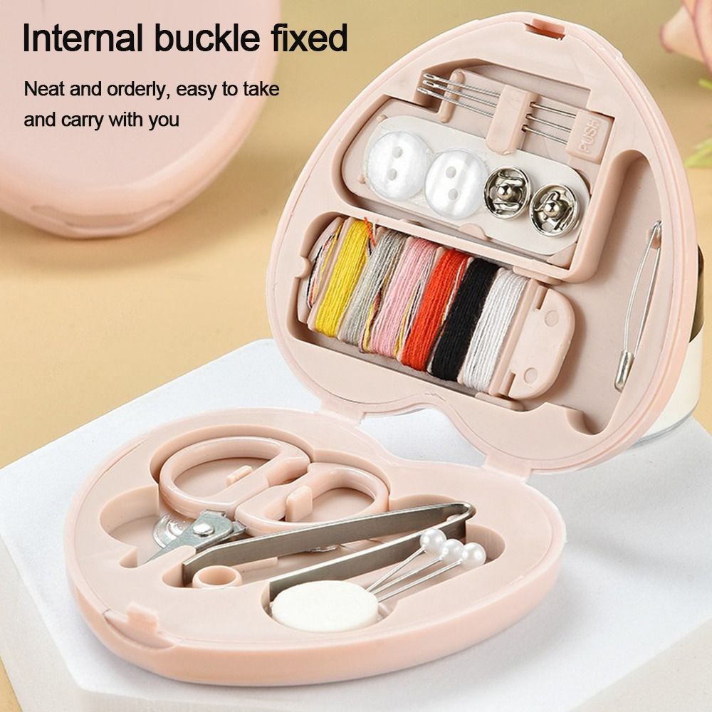Professional Button Pin Storage Sewing Tool Set Multifunctional Heart-shaped Travel Sewing Box Mini Sewing Kit Household