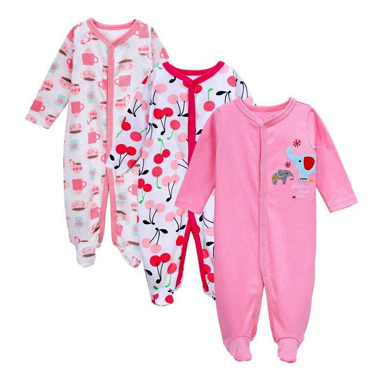 3 pcs Baby Story 100% Cotton Rompers/Sleepsuits/Jumpsuit/Night Suits for Baby Boys & Girls, Infants, New Borns