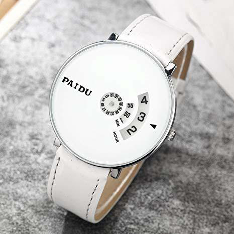 PAIDU Creative Watches,Turntable Dial Leatherette Watchband Quartz Wrist Watch
