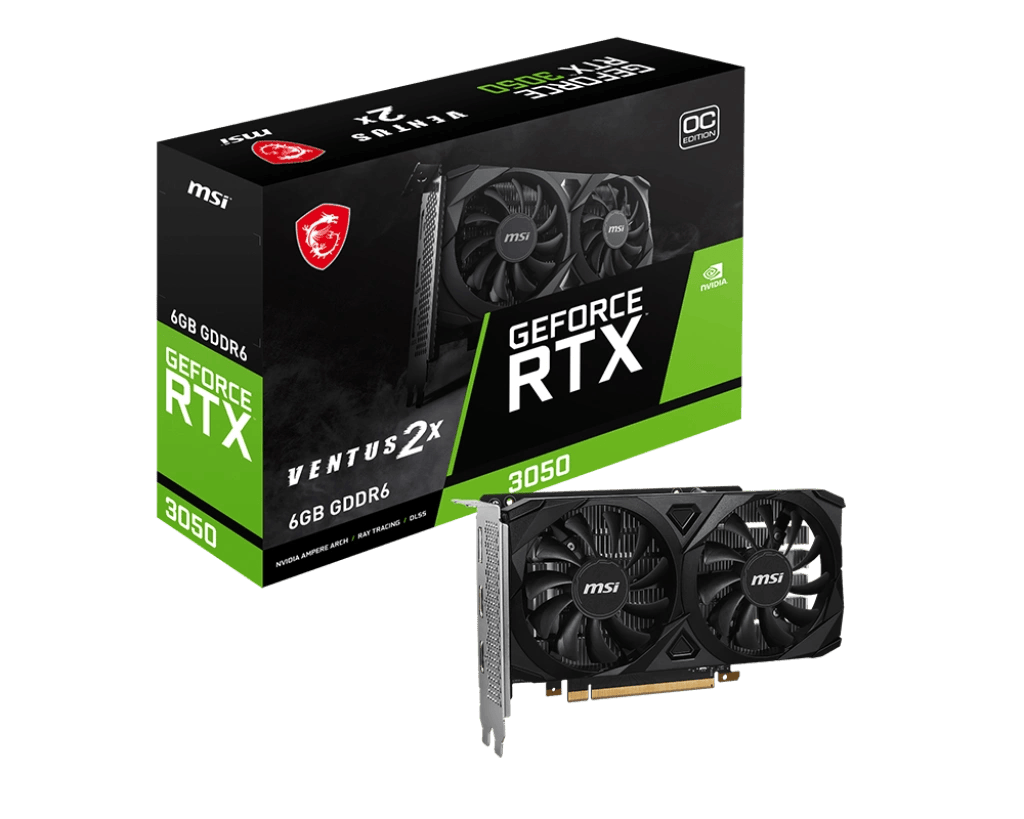MSI GeForce RTX 3050 VENTUS 2X 6G OC Graphics Card (6GB GDDR6 | 96-bits | 1492 MHz Core Clocks | Dual FAN)