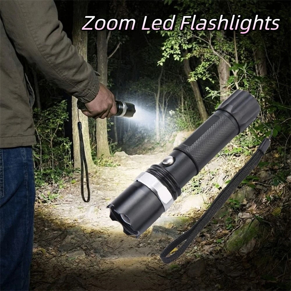 Portable Aluminum Alloy Ultra Bright LED Flashlight Long Range Mini Zoom Led Flashlights Waterproof 3 Modes Handheld Flashlight for Outdoor