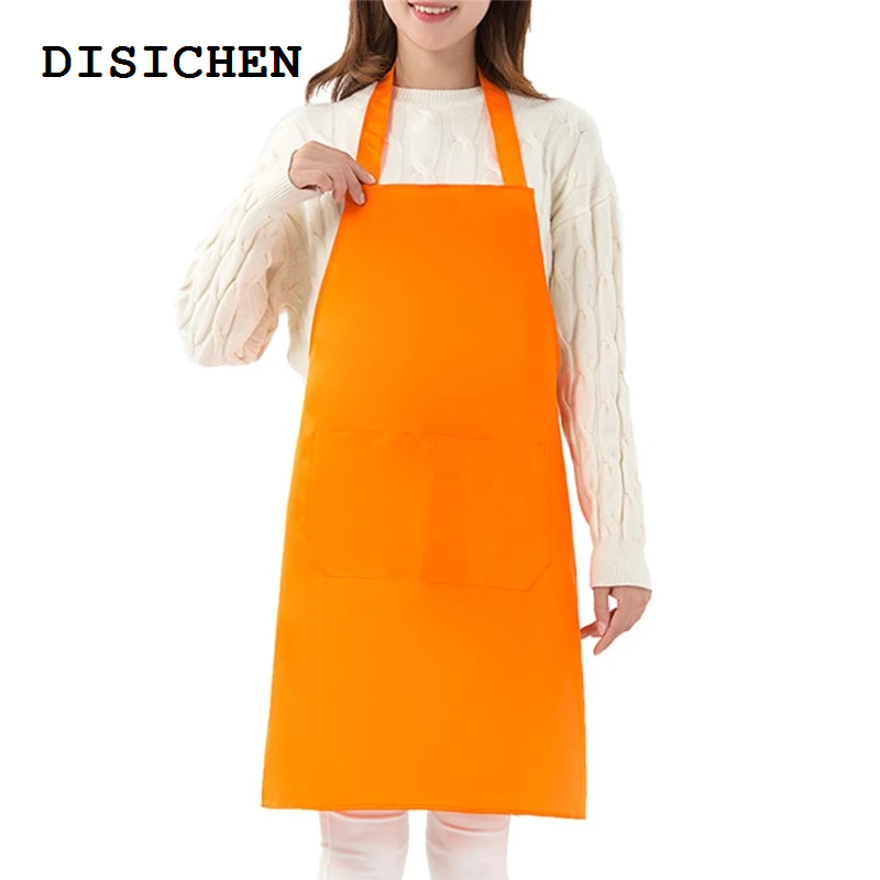 DISICHEN 2025 Solid Cooking Apron With Pocket Kitchen Chef Cleaning Restaurant Waitress Apron Keep The Clothes Clean Sleeveless Convenient