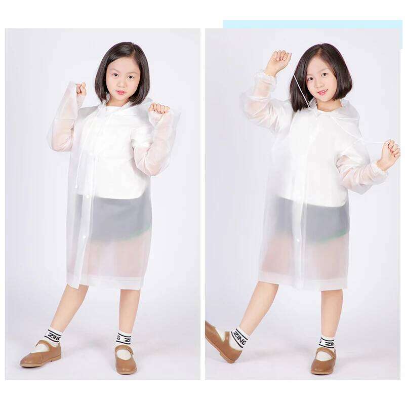 EVA Thickened Children Reusable Transparent Rainwear Hooded Rain Coat Girl And Boy Outdoor Tour Cute Raincoat