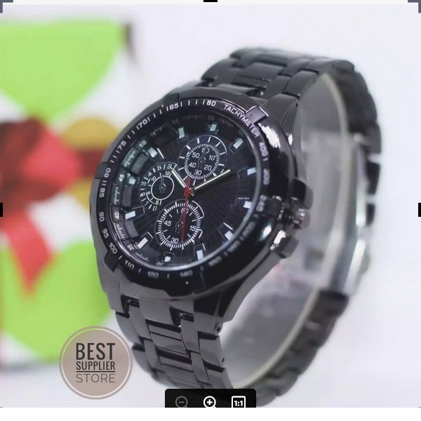 IIK Collection Big Size Full Black Watch For Men - Black | Black Round Dial Stainless Steel Casual Watch For Men