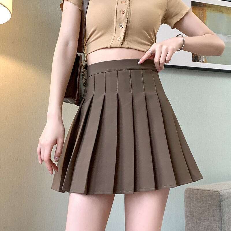 College style plus size pleated half for women 2022 autumn and winter chubby little sister Korean version high waisted short skirt A line skirt