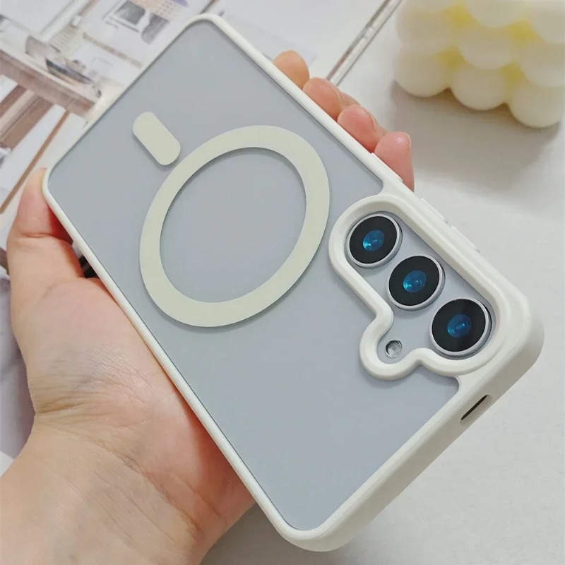 Luxury magnetic transparent phone case for Samsung GalaxyS22 S23 S24 S25Plus 25Ultra FEwireless charging acrylic protective case