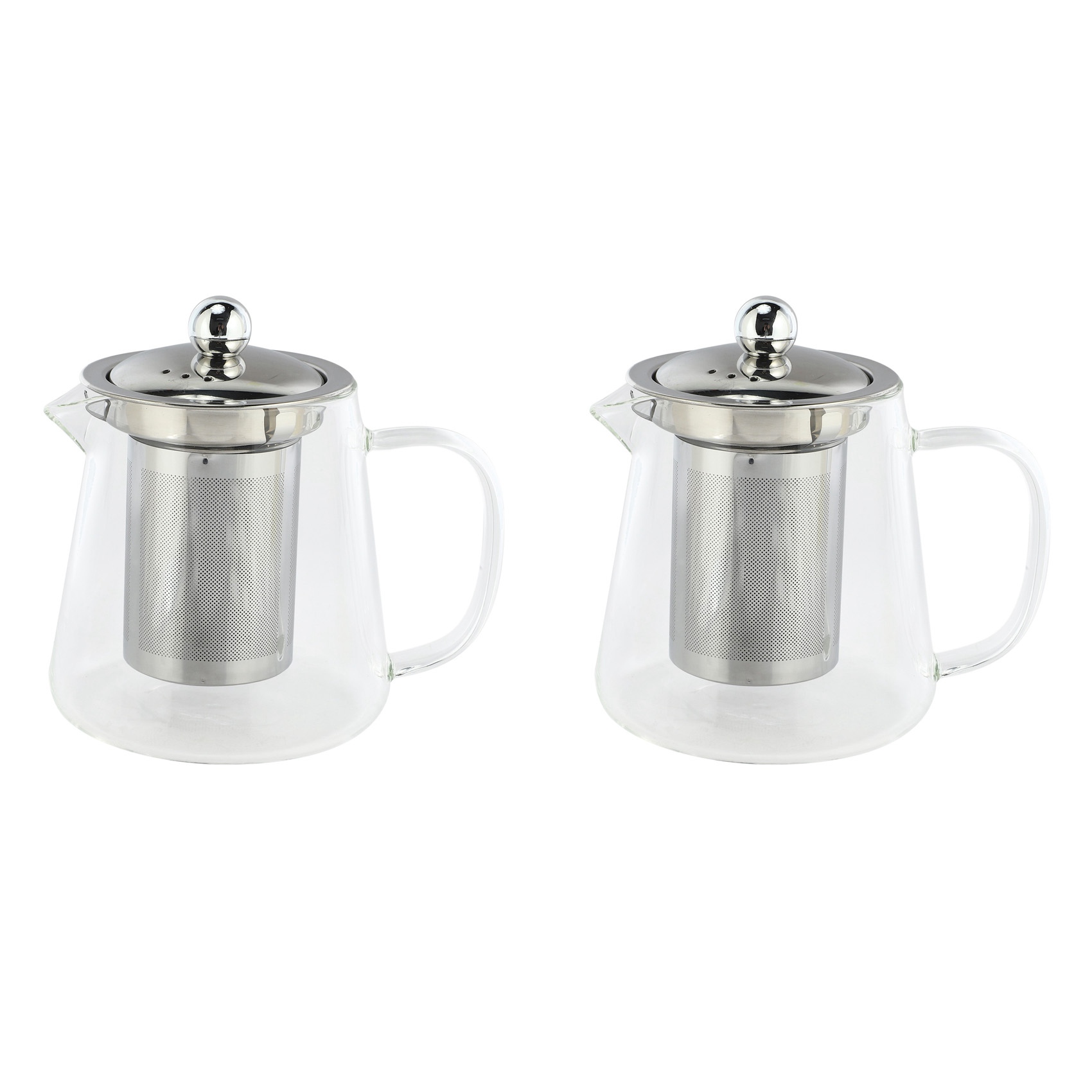 fasdaga 2X 5Sizes Good Clear Borosilicate Glass Teapot with 304 Stainless Steel Infuser Strainer Heat Coffee Tea Pot Tool 380Ml