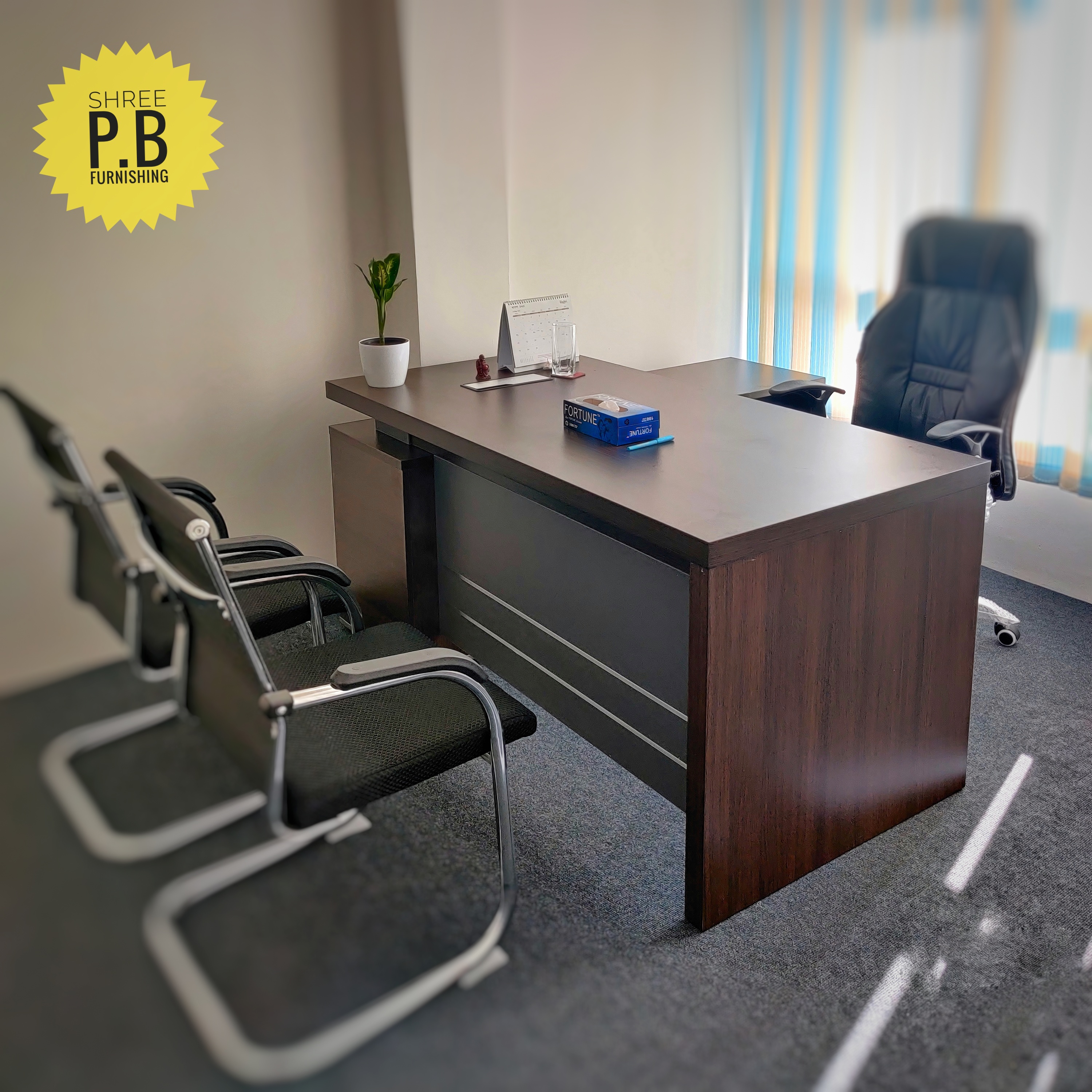Home/Office 1.6m Modern Executive Desk with Side Cabinet-MDF Board