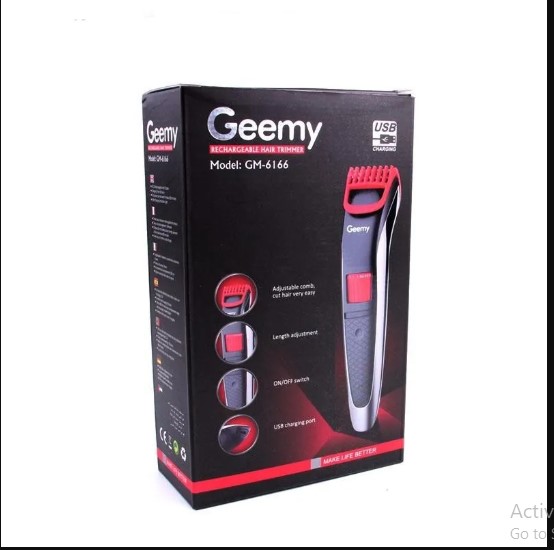 Geemy GM-6166X Professional Rechargeable Hair & Beard Trimmer / Clipper - Adjustable Length, Stainless Steel Blade