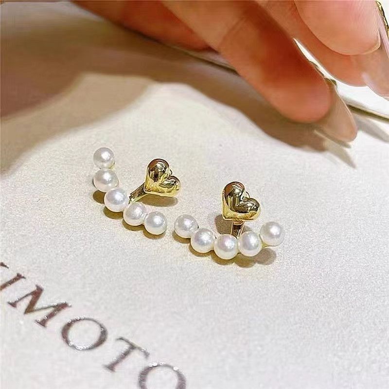 【New New Love Pearl Earrings Women's Summer Rear Hanging Light Luxury Niche High-grade Earrings