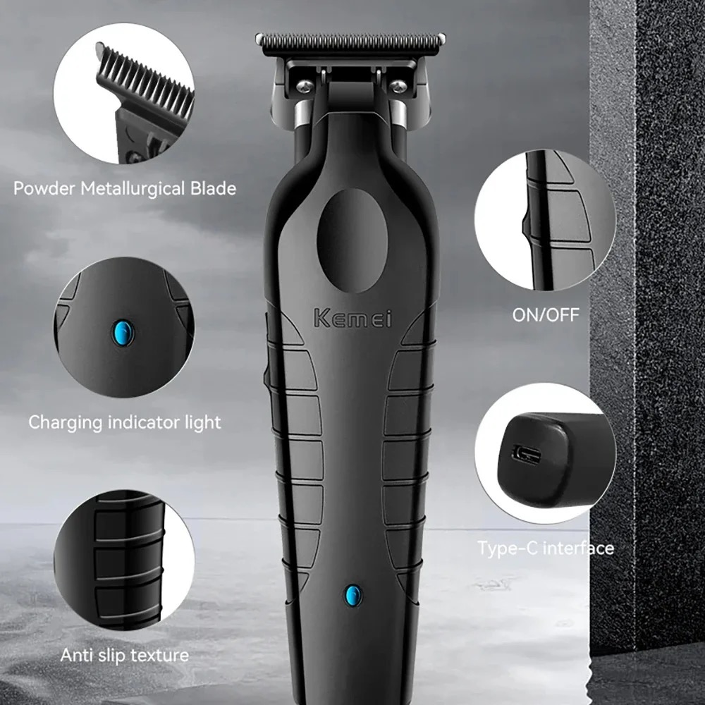 New Kemei 2299 Barber Hair Trimmer 0mm Zero Gapped Hair Clipper Detailer Professional Electric Finish Hair Cutting Machine