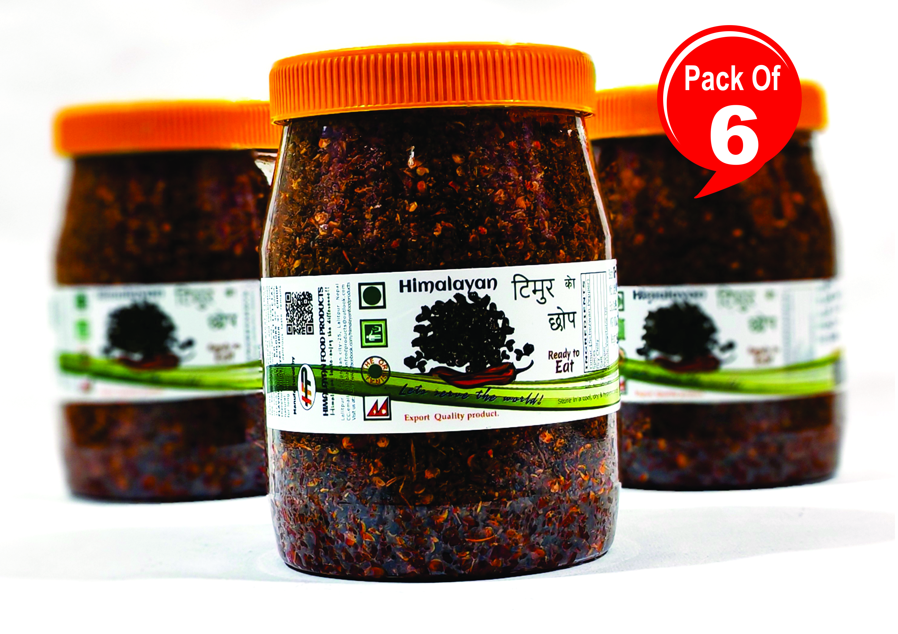 Himalayan Food Products Timur Ko Chhop Achar Red Spicy Tasty Juicy Pickle 750gm Jar Ready To Eat 100% Pure Vegetarian Pack Of 6.