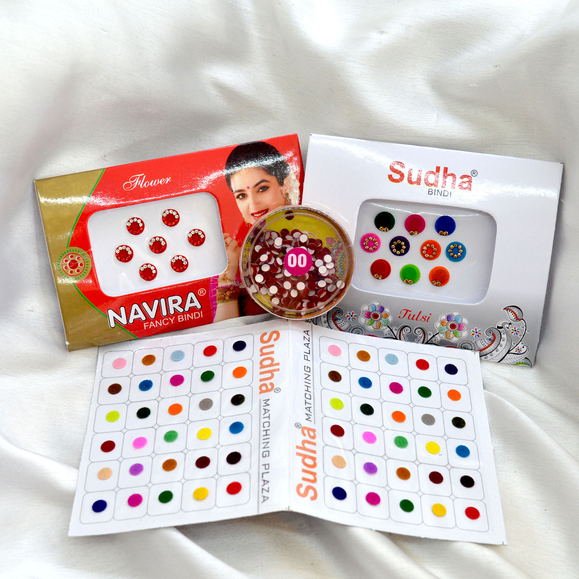 Jewels of Nepal Multicolored Bindi Combo Set - Pack of 4
