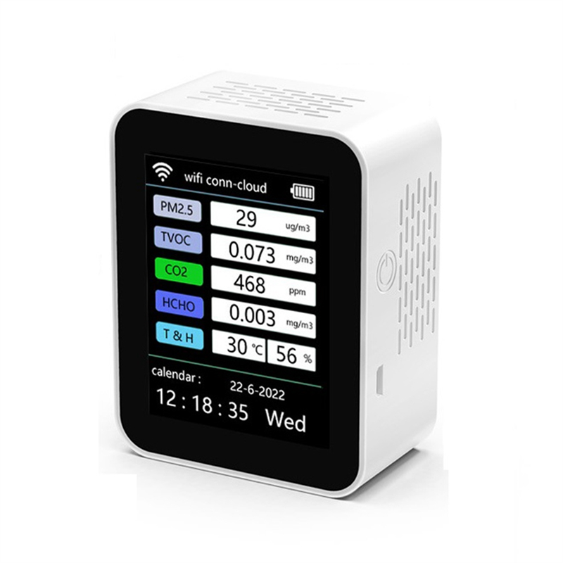 Tuya WiFi 7 in 1 Smart Air Quality Monitor TVOC HCHO PM2.5 Tester Formaldehyde Gas Detector White