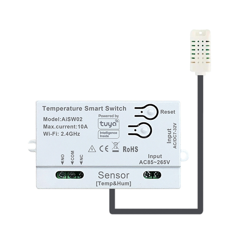 Tuya Temperature Humidity Switch Sensor 2.4G WiFi Temperature Humidity Switch Sensor with Temperature and Humidity Probe