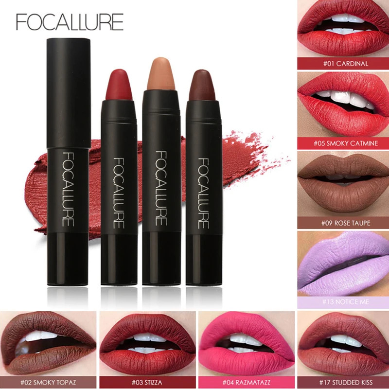 HOT FOCALLURE Brand 19 Colors Matte Lipstick Waterproof Long lasting Cosmetic Easy to Wear Lip stick Matte Lip Batom