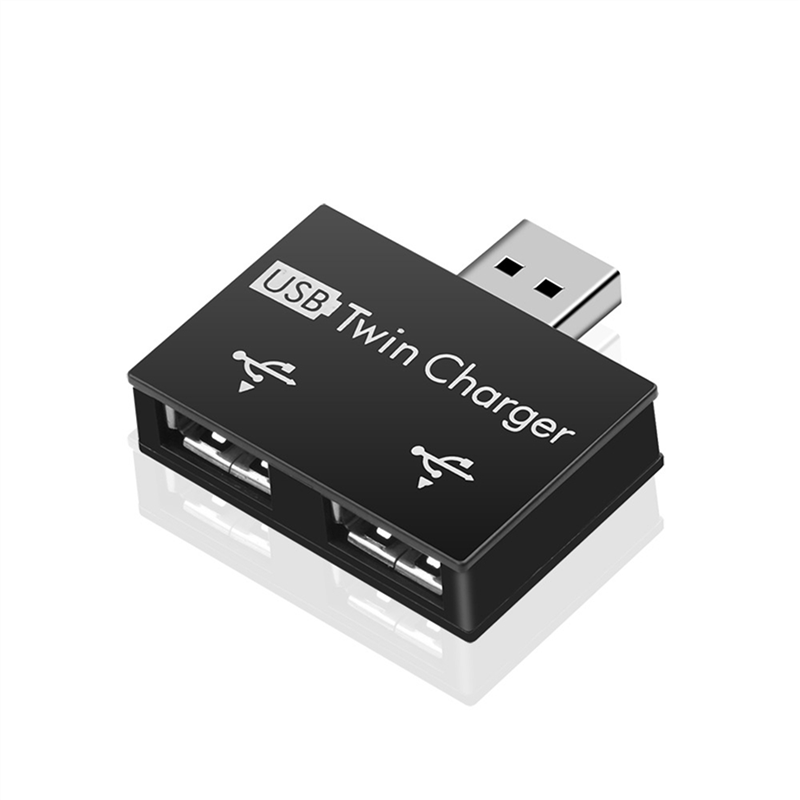 ZOROOM 3X Portable Mini USB Hub to 2 Port Charger Hub Adapter USB Splitter Dual USB Charging Extender for Phone Computer Black
